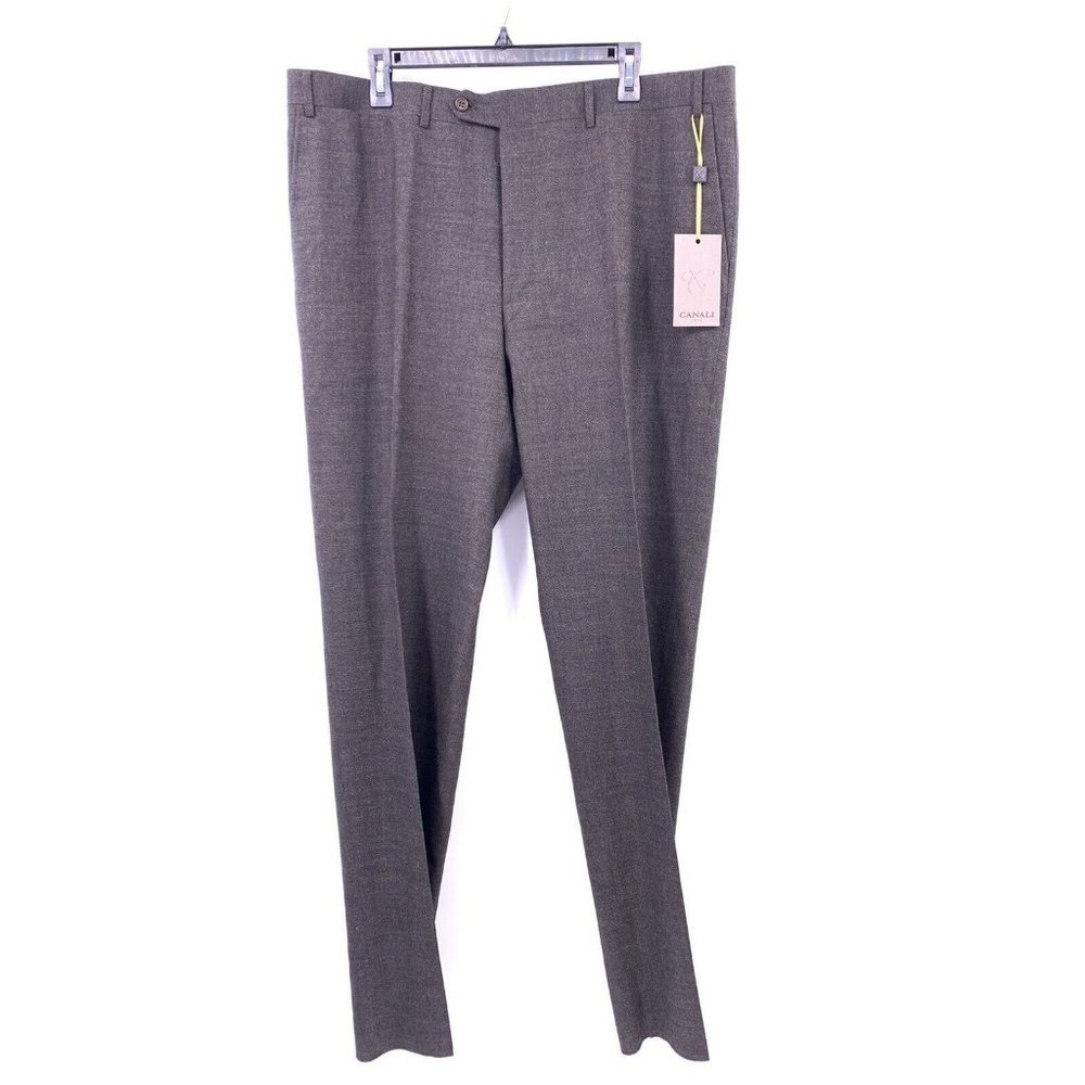 Canali Brown Wool-stretch Dress Pants Size 50 ITALIAN NWT $550 (X1)